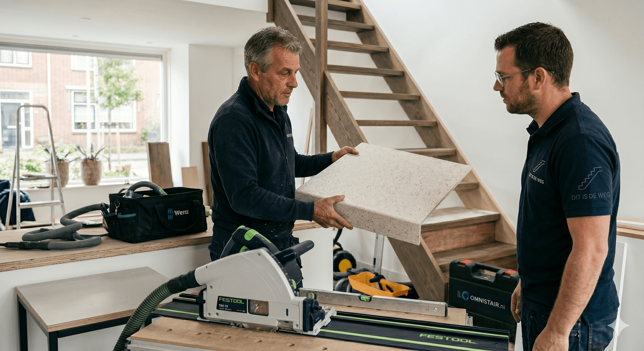 Selected Omnistair professional installing stair treads