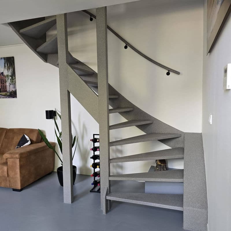 Open staircase with stone finish