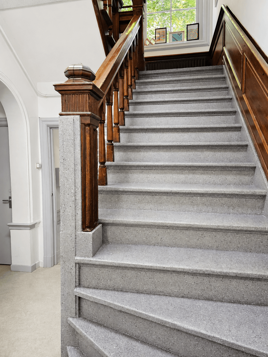 Omnistair Signature Graphite Blend — Terrazzo stair finish