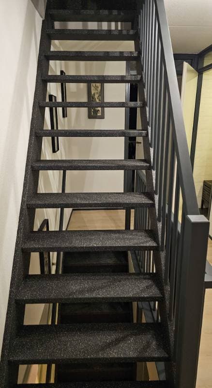 stair renovation with PolarSpeckle stone texture in Dordrecht