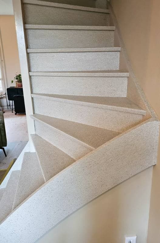 stair renovation with Soft Linen stone texture in Rotterdam